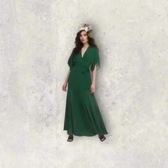 Reformation Winslow Green Maxi Dress XS B573 - threedaughtersproperties.com